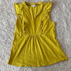Boden Mustard Ruffle V-Neck Sleeveless Top